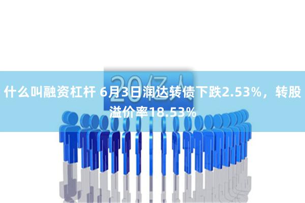 什么叫融资杠杆 6月3日润达转债下跌2.53%，转股溢价率18.53%