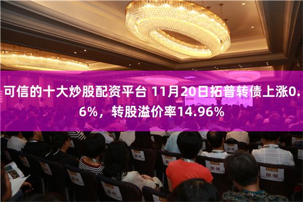 可信的十大炒股配资平台 11月20日拓普转债上涨0.6%，转股溢价率14.96%